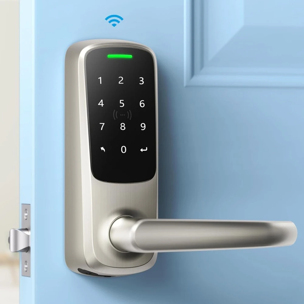 

НОВАЯ защелка 5-го в мире встроенный интеллектуальный замок Wi-Fi с NFC, бесключевой доступ 5 в 1 с управлением через приложение, интеллектуальный замок дверной ручки - хит продаж