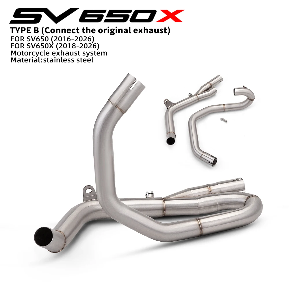 

Motorcycle Exhaust System Muffler Escape Moto 51MM Middle Link Pipe For SV650 2016-2026 SV650X 2018-2026