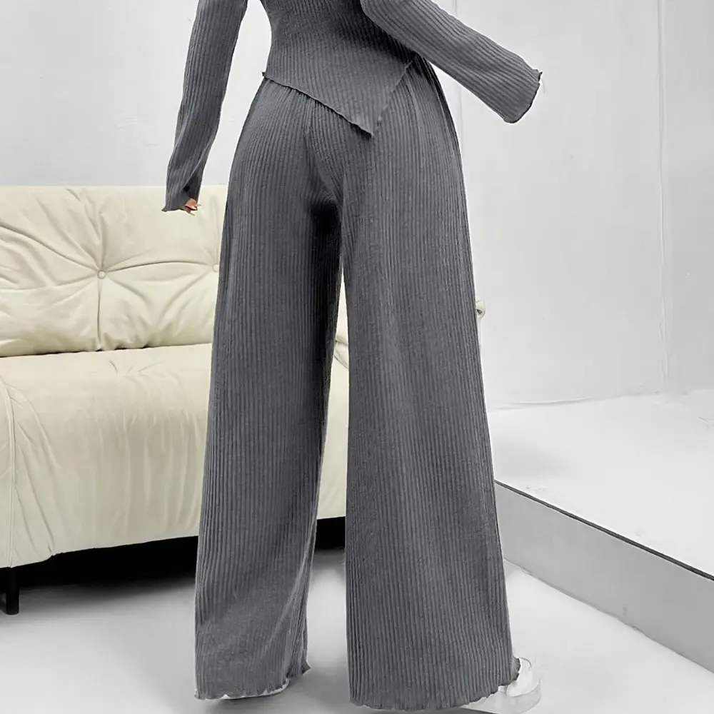 Women's Sets Autumn Winter Fashion Daily 2025 Asymmetrical Layered Off Shoulder Full Length Pants Casual Sets