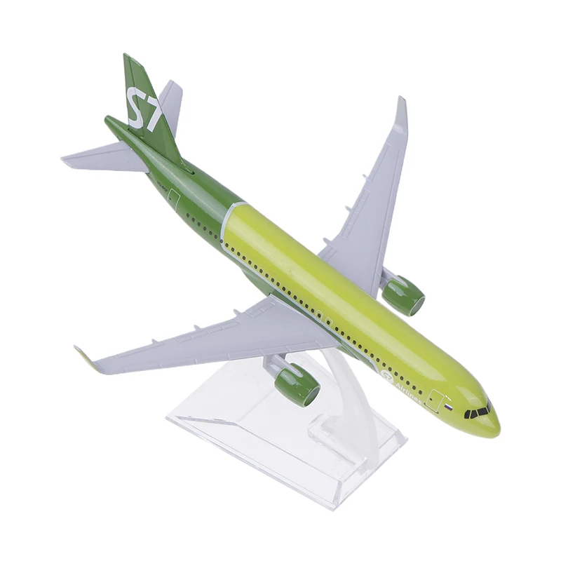 16cm Green Diecast Metal 1:400 Scale Planes Russia Siberia S7 Airlines Airbus A320 Plane Model Alloy Airplane Aircraft Model