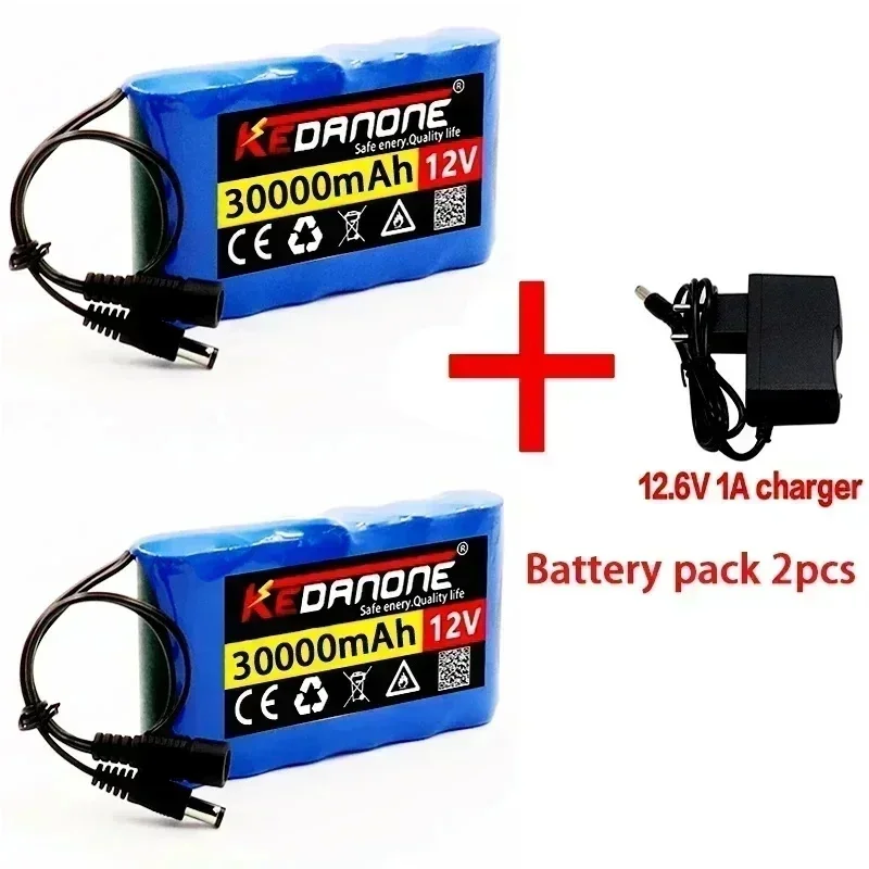 12V Portable Battery 30000mAh Standard Capacity Battery DC 12.6V 30Ah CCTV Camera Monitor + Charger