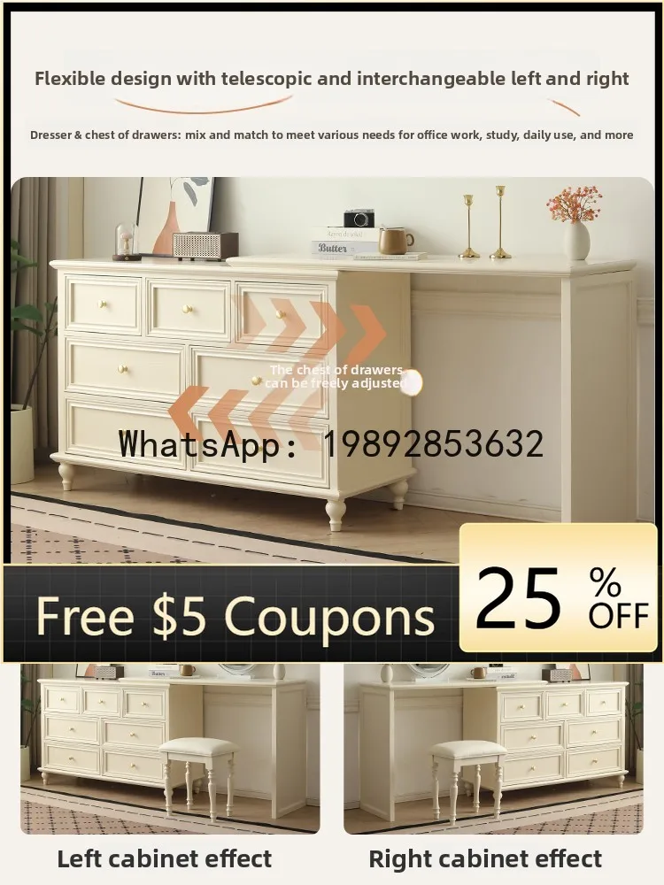 

Z2 Chest of Drawers Dressing Table Integrated Bedroom Bedside Makeup Table Simple Extendable Solid Wood Makeup Table