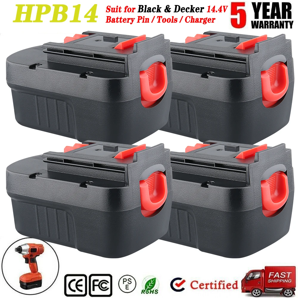

1/2/4 шт. 4,8 Ач HPB14 Замена для Black + Decker 14,4 В Ni-MH аккумулятор Pin Firestorm FSB14 FS140BX A1714 499936-34 CP14KB HP146F2