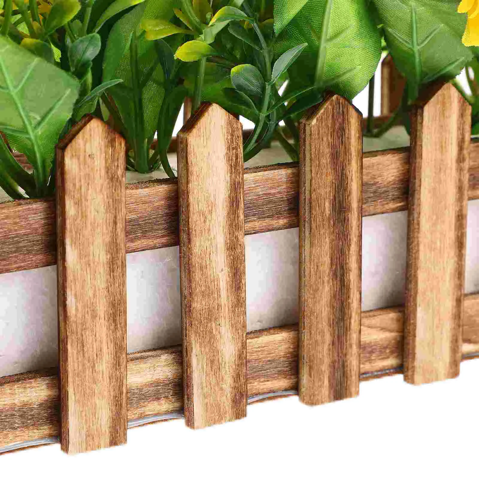 Simulated Sunflower Indoor Plant Pot Artificial Simulation Potted Bonsai Emulation With Fence Wood Silk Decor Adornment