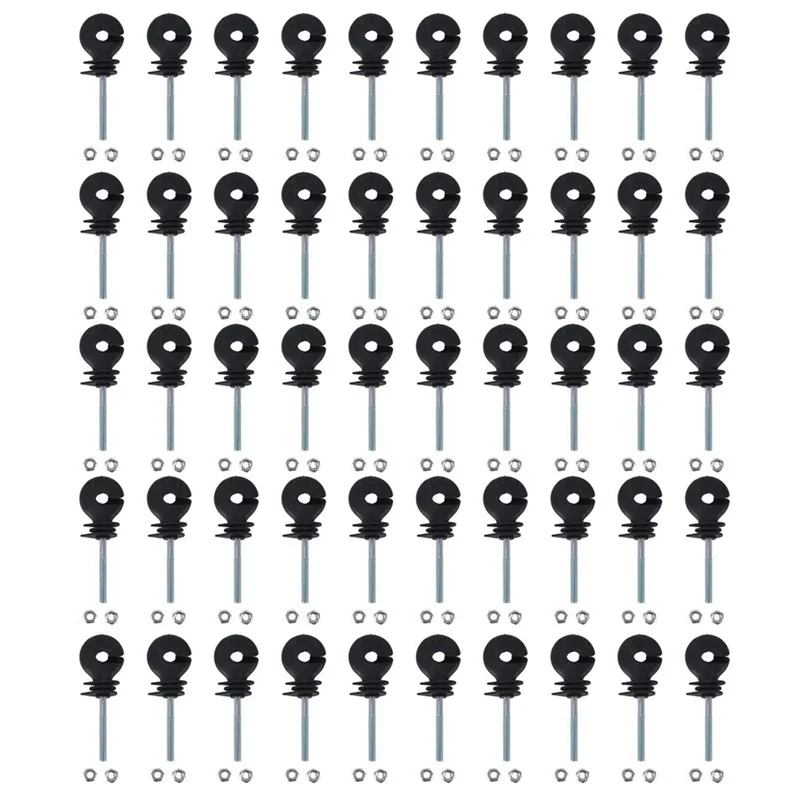 

LICE-50Pcs Flat Nut Insulators Electric Fence Insulators Threaded Electric Fence Insulation Spiral Insulators For Livestock