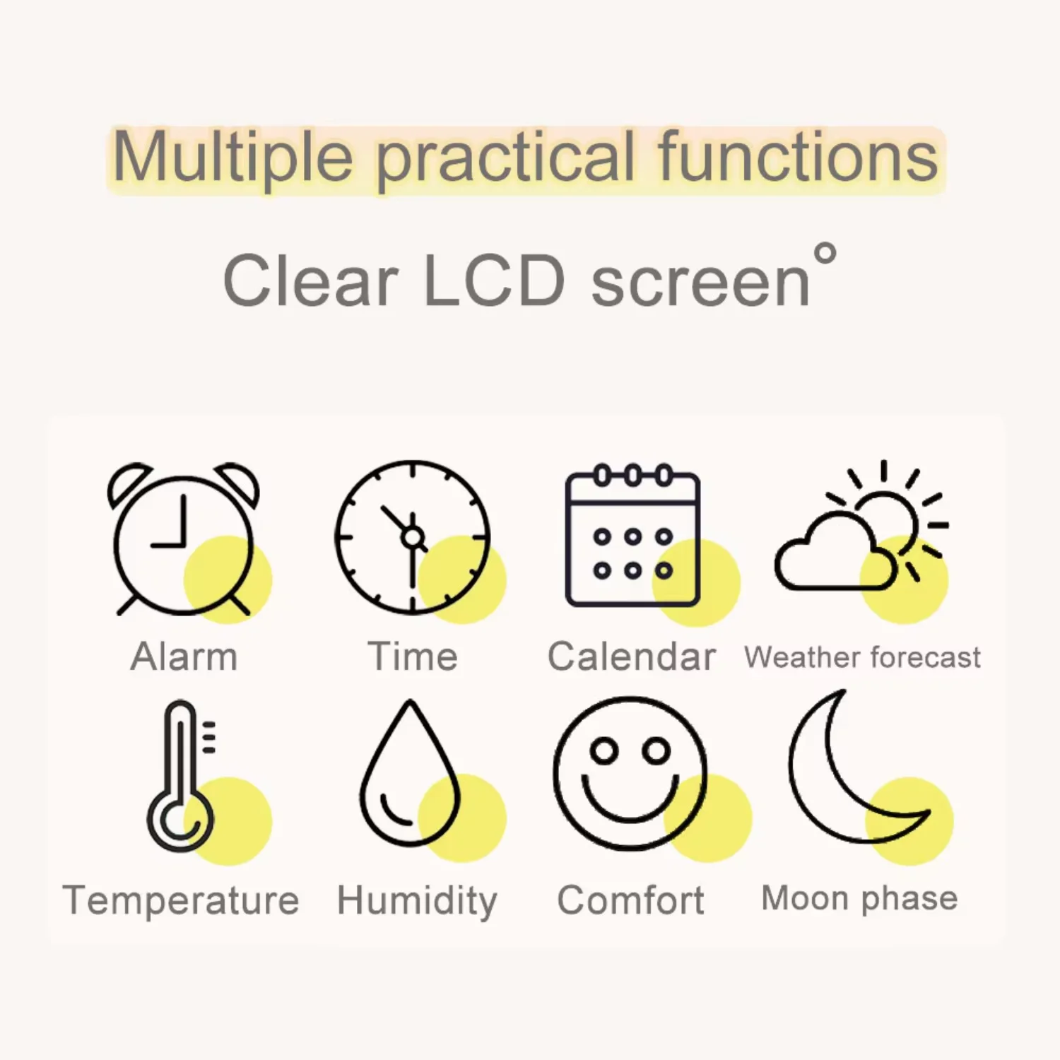 Transparent Glass Weather Clock, Wireless Multifunctional Weather forecast, Electronic Alarm Clock, Black Outdoor Sensors