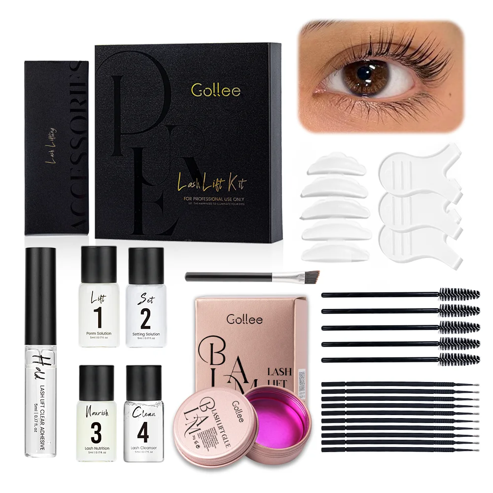 Gollee Lash Lift Kit Eyebrow Lamination Kit Lash Curler Eyelashes Perm Kit Softening Colorful Lashes Lift Glue Balm with Tools