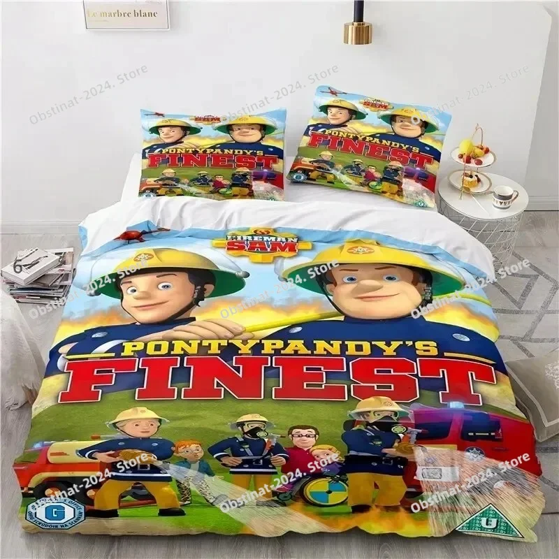 Cartoon Fireman Sam Toys Bedding Set Duvet Cover Bed Set Quilt Cover Pillowcase Comforter king Queen Boys Adult Bedding Set