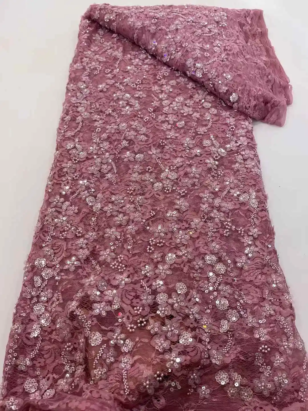 

2025 African Popular Fashion Design Handmade Embroider Laces Beaded Net Lace Sequins High Quality Fabric For Party Evening Dress