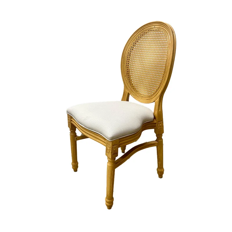 

Country Wedding Round Back Soft Seat Bag Banquet Dining Chair, Antique Louis Wedding Chair