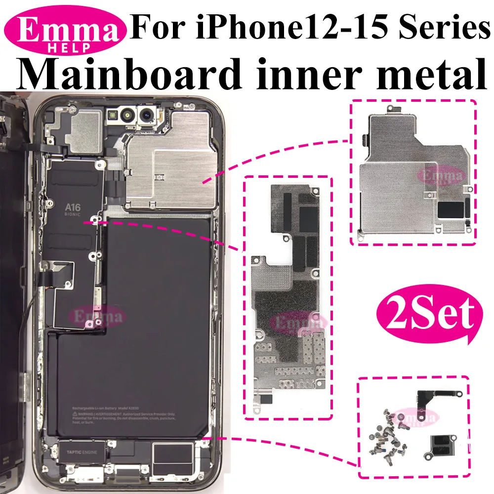 2 Zestawy Wewnętrznych Metalowych Elementów Płyty Głównej + Śrubki Do iPhone 16 Plus 17 15 14 Pro Max Uchwyt Mocujący Klips Osłona Baterii LCD Śruba Płytka — zdjęcie produktu 2