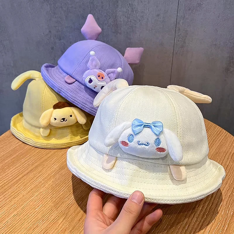 

Sanrio Kuromi Cinnamoroll Children's Fisherman Hat Spring And Autumn Girl Cartoon Hat Cute All-match Sunscreen Sun Hat