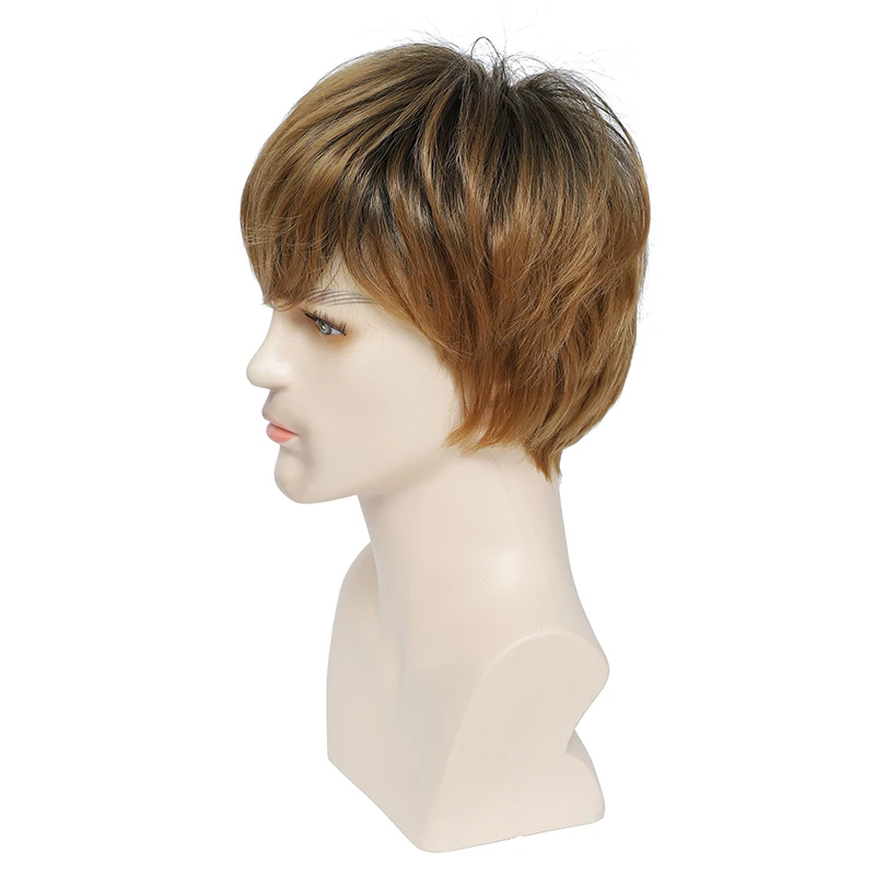 باروكة قصيرة من الحرير الطبيعي الطبيعي عصرية للرجال أوروبية وأمريكية بسعر خاص لعام 2025، باروكة من الألياف الاصطناعية