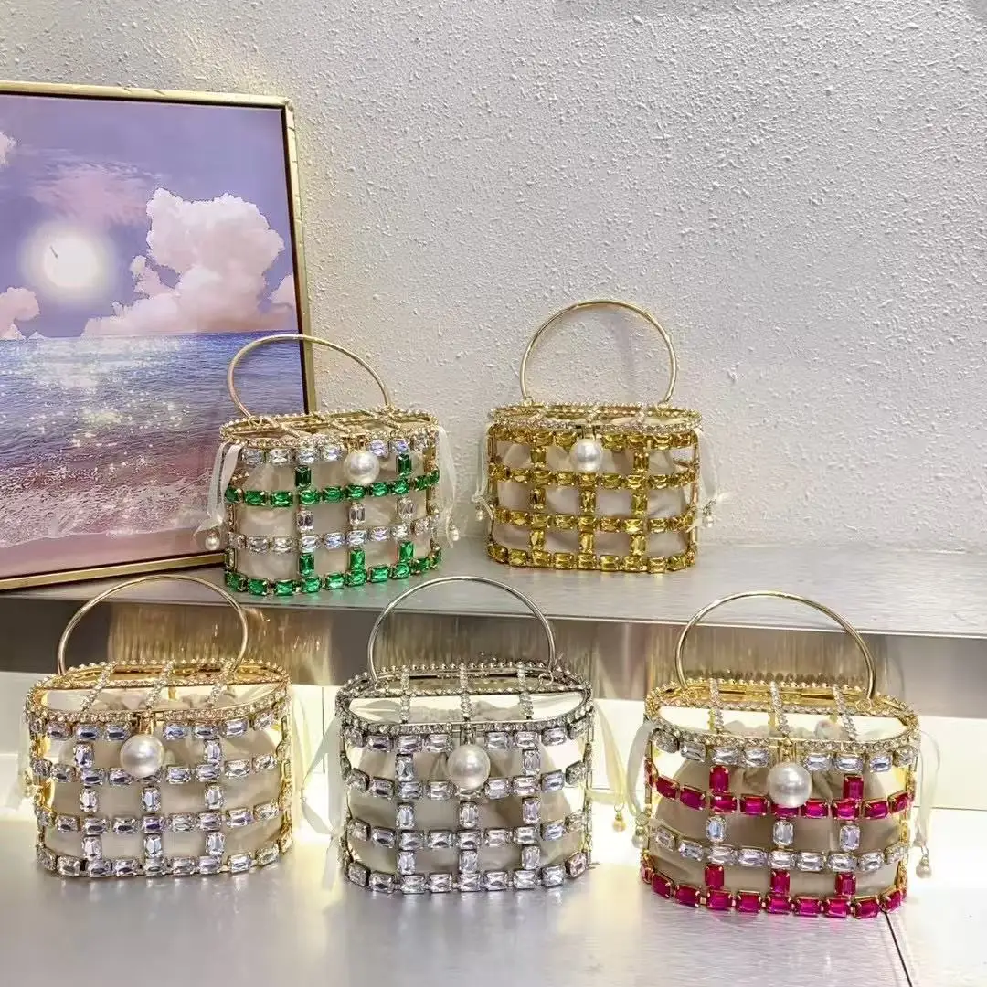 

Crystal Rhinestones Diamond Evening Bag Luxury Glitter Women Handbag Wedding Party Clutch Purse Hollow Out Fashion Banquet Bag