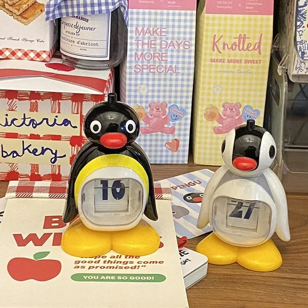 Calendar Desktop Decoration Creative Penguin Pressing Perpetual Calendar Cute Penguin Doll Decoration Birthday Gift for Friends