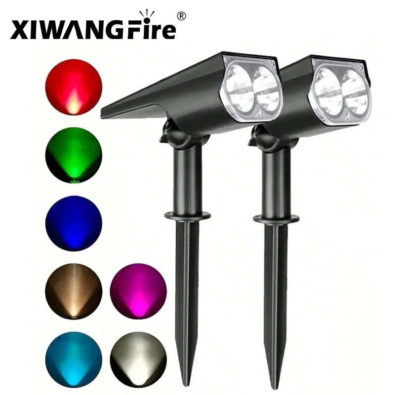 Dual Led Solar Light Outdoors Landscape Spotlights Color Changing 2 In 1 Wireless Waterproof Solar Wall Lamp Patio Garden