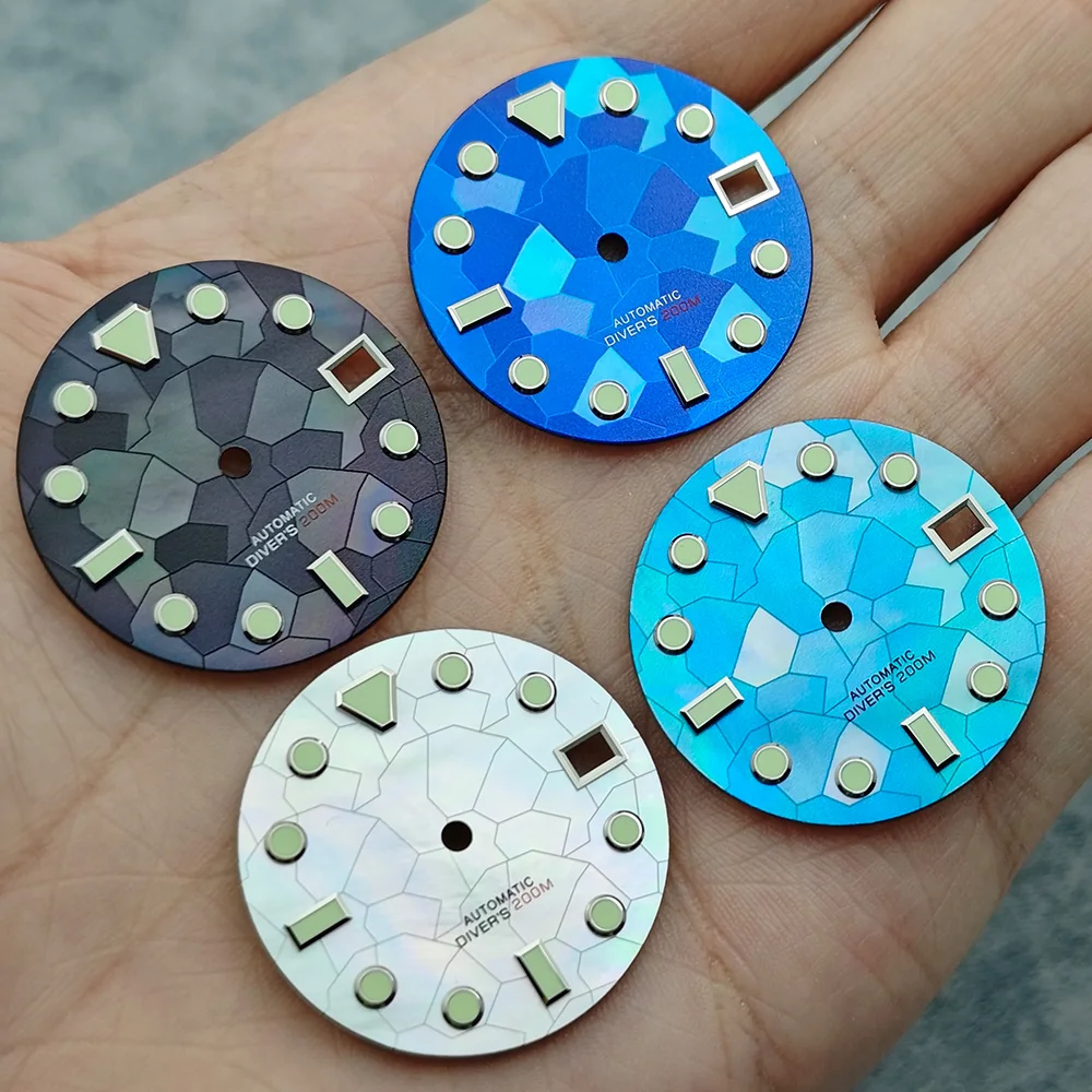 

Детали циферблата 28,5 мм, белый, синий, черный циферблат, перламутровый узор с фрагментом для NH35/36, автоматические мужские аксессуары для часов