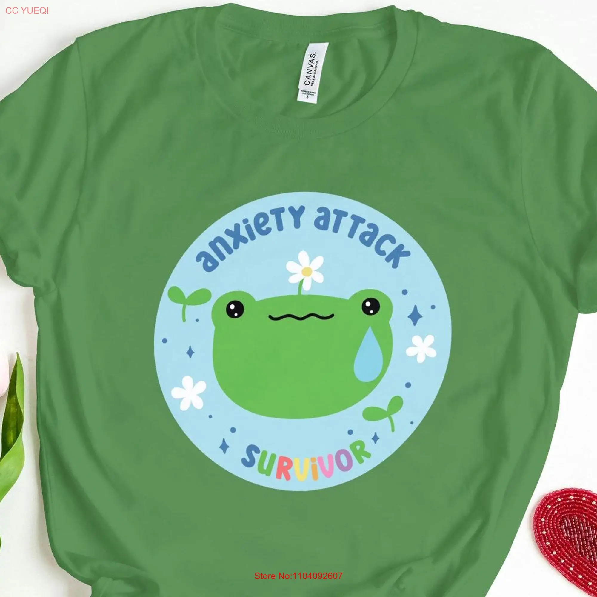 Frog Anxiety T Shirt Mental Health Funny Meme Attack Survivor Toad long or short sleeves