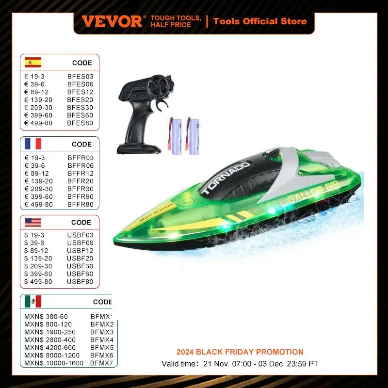 VEVOR HJ819 RC Boat 2.4GHz 12 km/h High Speed Remote Control Racing Boat Waterproof Electric Radio Toys for Boys 14Y+ Gifts