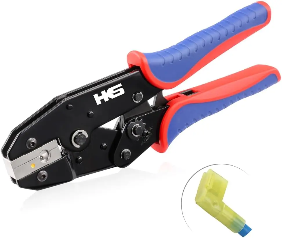 

Ratcheting Wire Crimper for 12-10AWG Insulated Flag Terminals - Electrical Tool