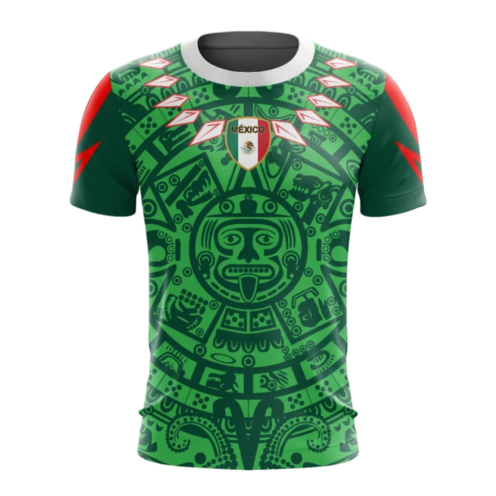 1998 Mexico Retro Soccer Jersey 9 Aztec Calendar Mexico Football Shirt Camiseta de Fútbol Mexican Vintage Men Sports T-Shirt