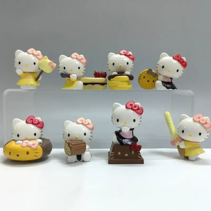 

[Забавный] 8 шт./лот, мультяшное аниме Sanrio Hello Kitty, экшн-фигурка, игрушки, коллекция статуй, модель, украшение для дома, детский подарок на день рождения