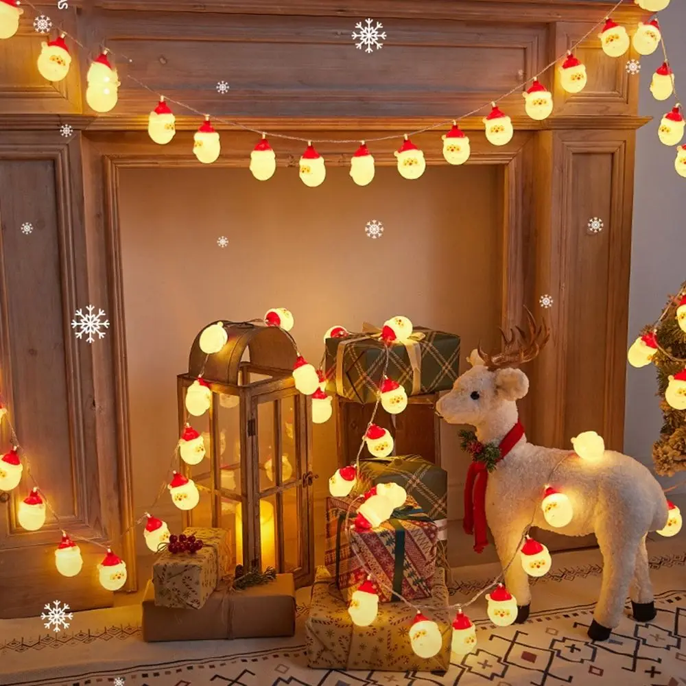 New 1.5M 10LED Christmas LED String Santa Claus Snowman Warm Light LEDLights String Colorful DIY Garland Lights Christma