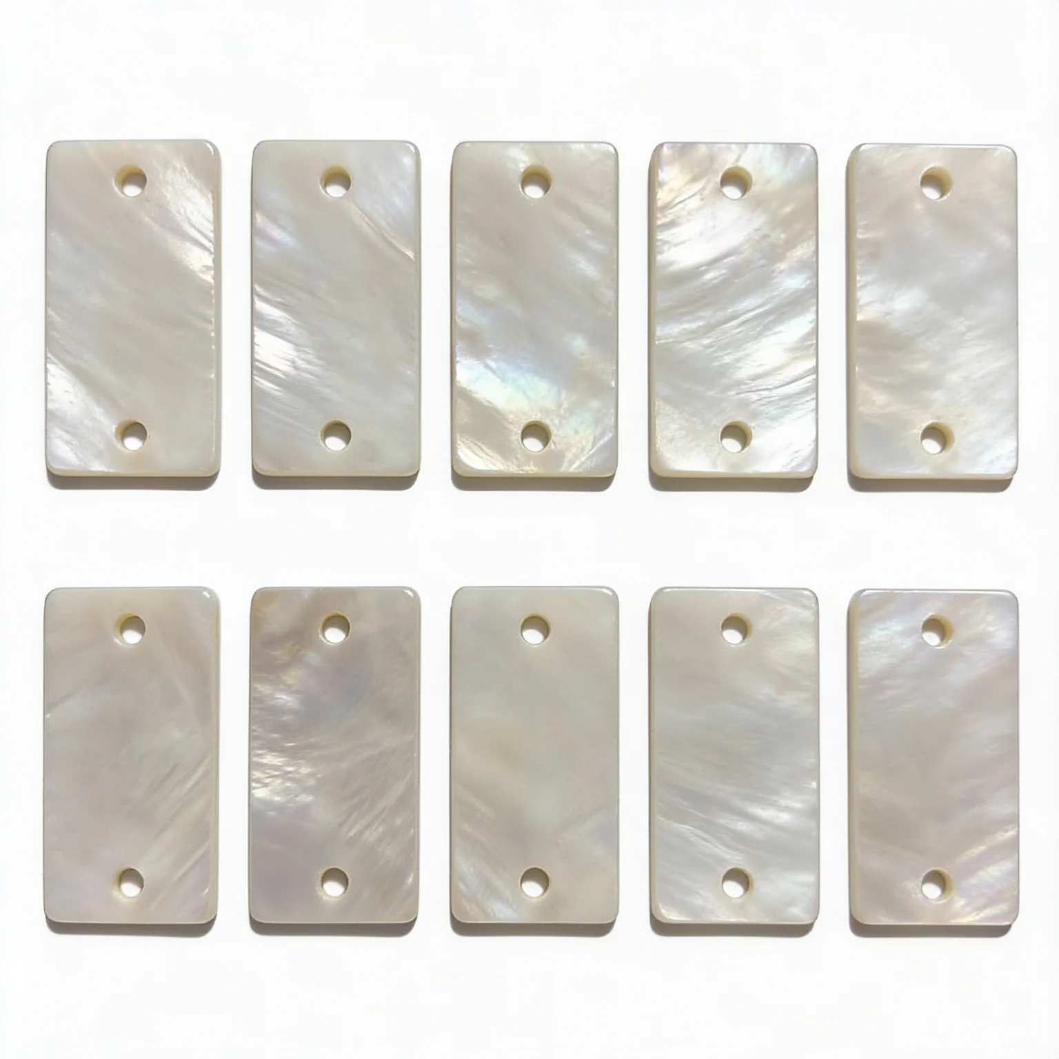 10 PCS 20mmX30mm Natural Shell Cabochon  Mosaic Tile DIY Mother of Pearl 2 Hole Loose Thickness 2mm