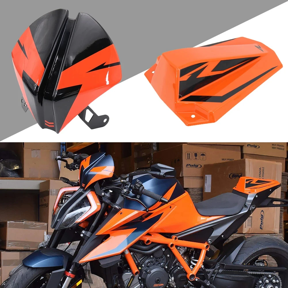 Motorcycle Rear Passenger Solo Seat Cowl Cover / Windshield Windscreen Airflow Wind Deflector For 1290 Super Duke R 2020 2021