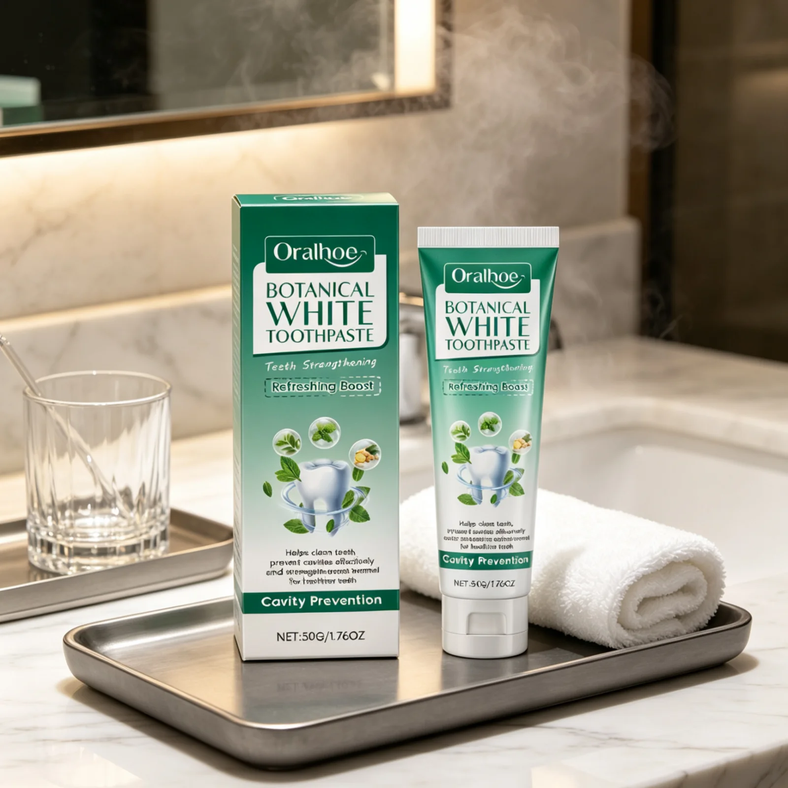 Oralhoe Botanical Toothpaste Powerful Cleaning Fresh Breath Long Lasting Refreshing Reduce Stains Teeth Whitening Toothpaste 50g