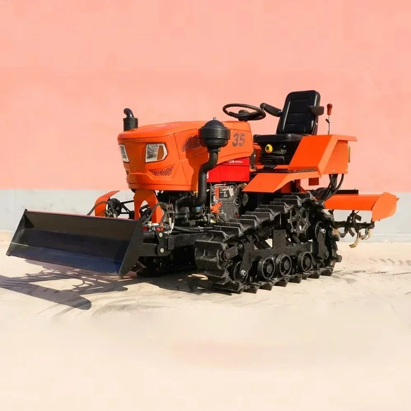 2026 forDiesel 25HP 35HP Crawler Rotary Tiller For Small Farm Multi Purpose Multifunctional Cultivator Plowing Machine Factory D