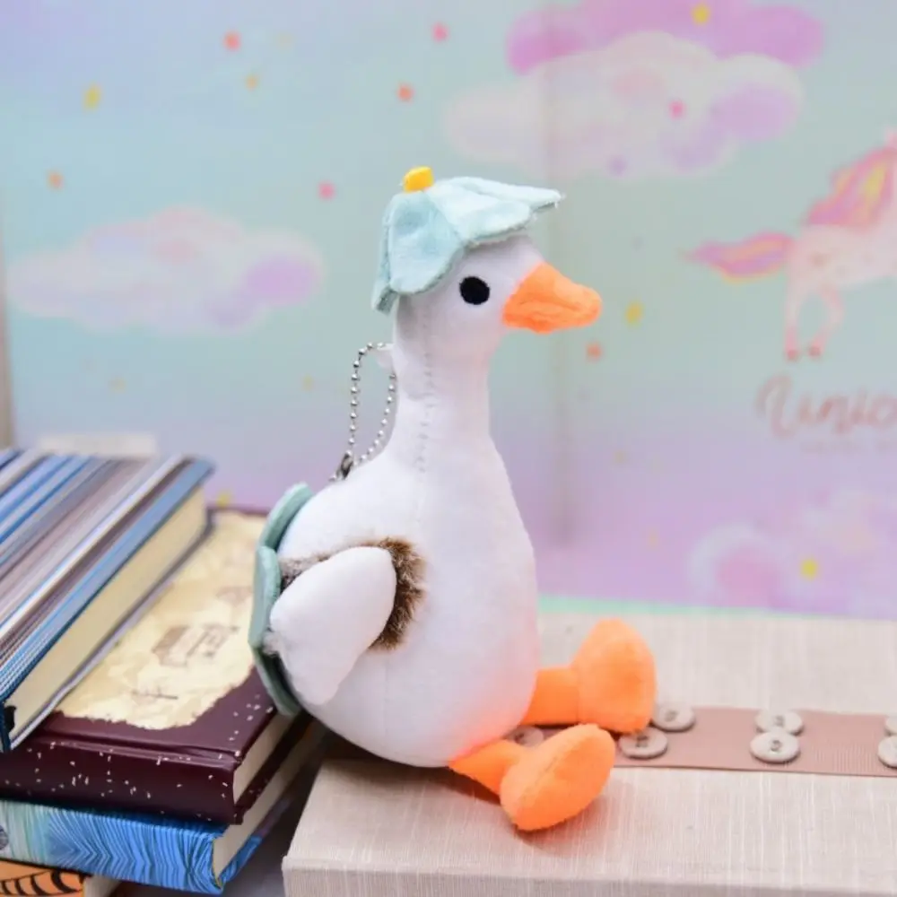 Cute Flower Big White Goose Key Chain Backpack Charms Korean Style Plush Animal Pendant Plush Cartoon Cartoon Plush Doll Girls