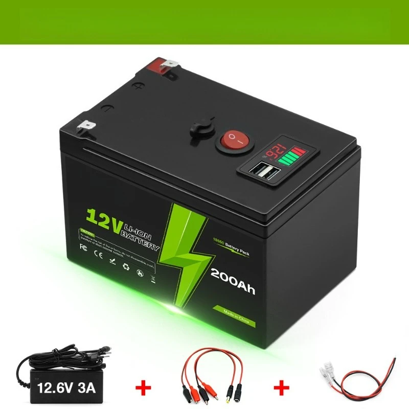 12V 200Ah High Performance 18650 Battery Built-in BMS Multi-protection Solar Energy Storage Emergency Backup Power Battery