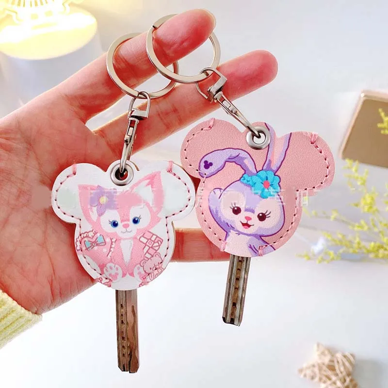 Disney Cute Stitch Winnie Bear Key Holder PU Leather Key Pouch Slim Housekeeper Key Access Entrance Guard Card Protecter Holder