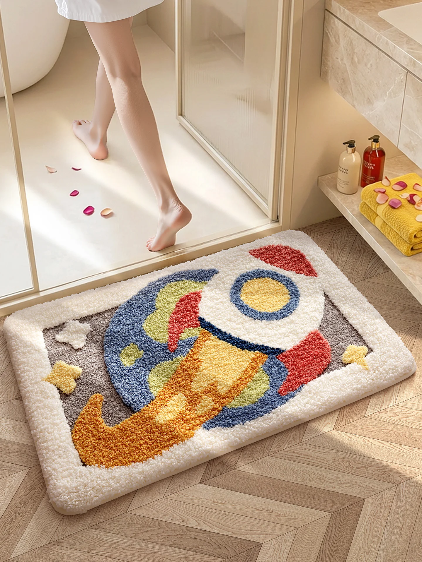 

Впитывающий коврик для ванной комнаты с мультяшным рисунком, милый велюровый коврик для туалета, противоскользящий прямоугольный коврик для дома