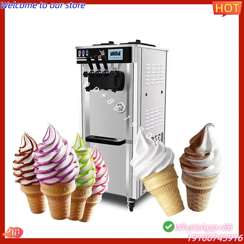 2026Hot Commercial Soft Serve Freezer with Pre-cooling & Overheat Protection, Stable Compressor for Supermarket and Catering