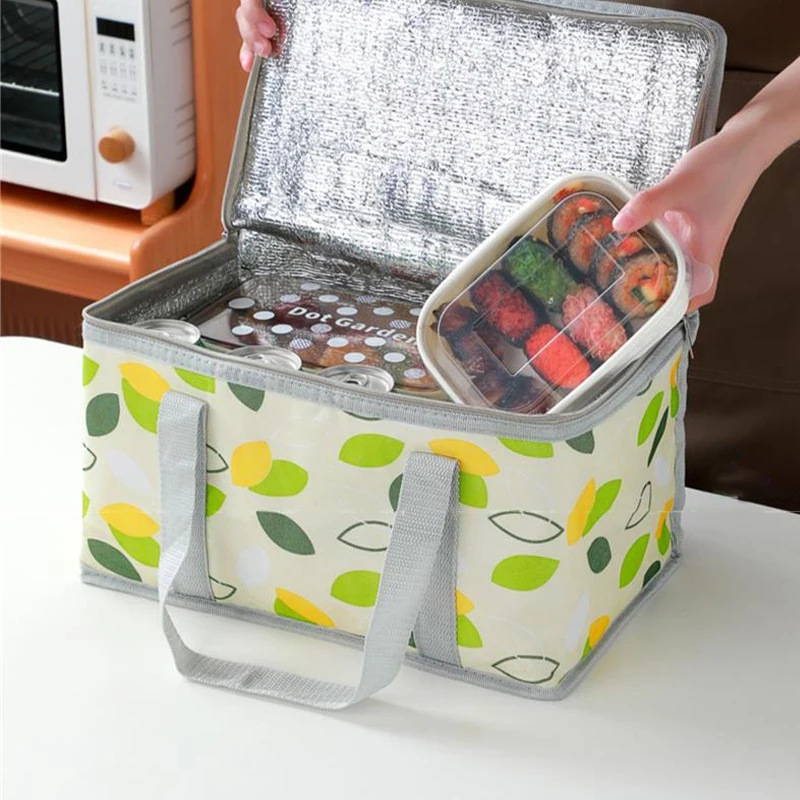 Outdoor Picnic Bag Portable Thickened Aluminum Film Foldable Storage Portable Hot And Cold Dual-use Large Capacity