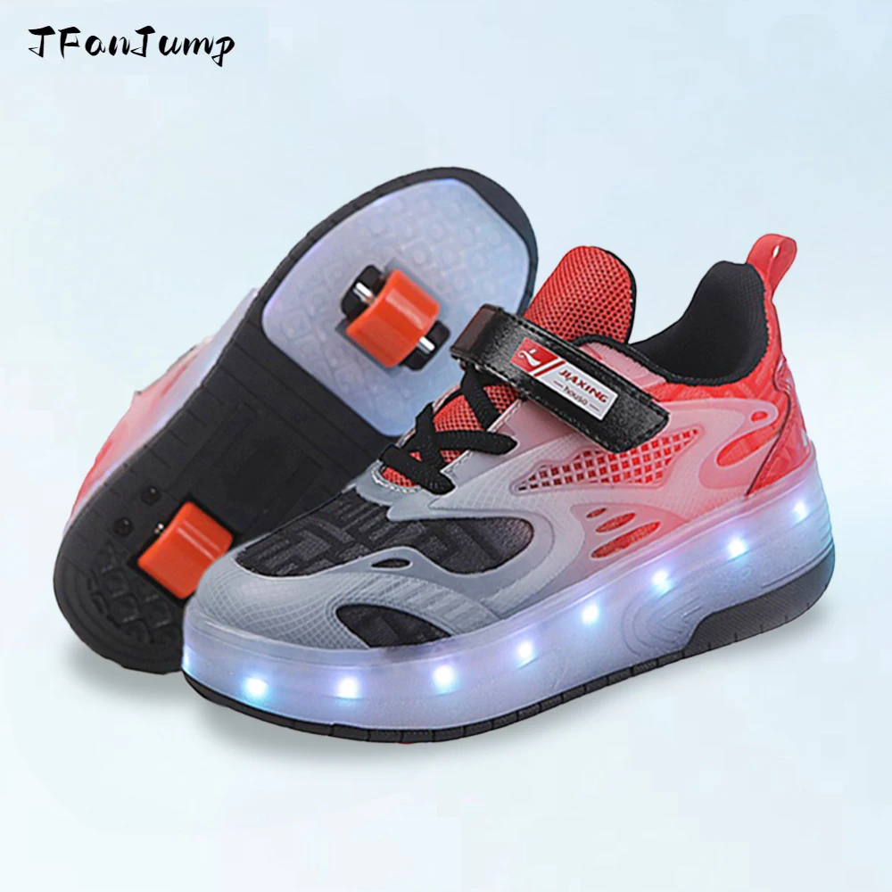 

Girl's Gradient LED Speed Inline Skate Sneakers Shoe With 2 Wheels Detachable Cool Children Powerslide Roller Skates For Kids