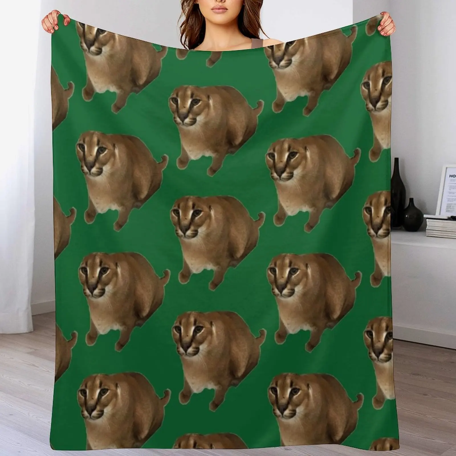 Big Floppa Throw Blanket Wrinkle Resistant Lightweight Blanket