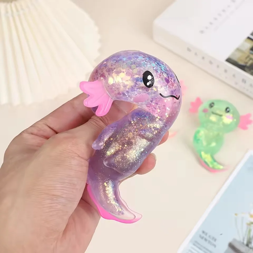 4pcs Colorful Salamander Toys Cute Malt Sugar Filled Stretchy Axolotl Fun Squeeze Birthday Supplies Party Favors Color Random