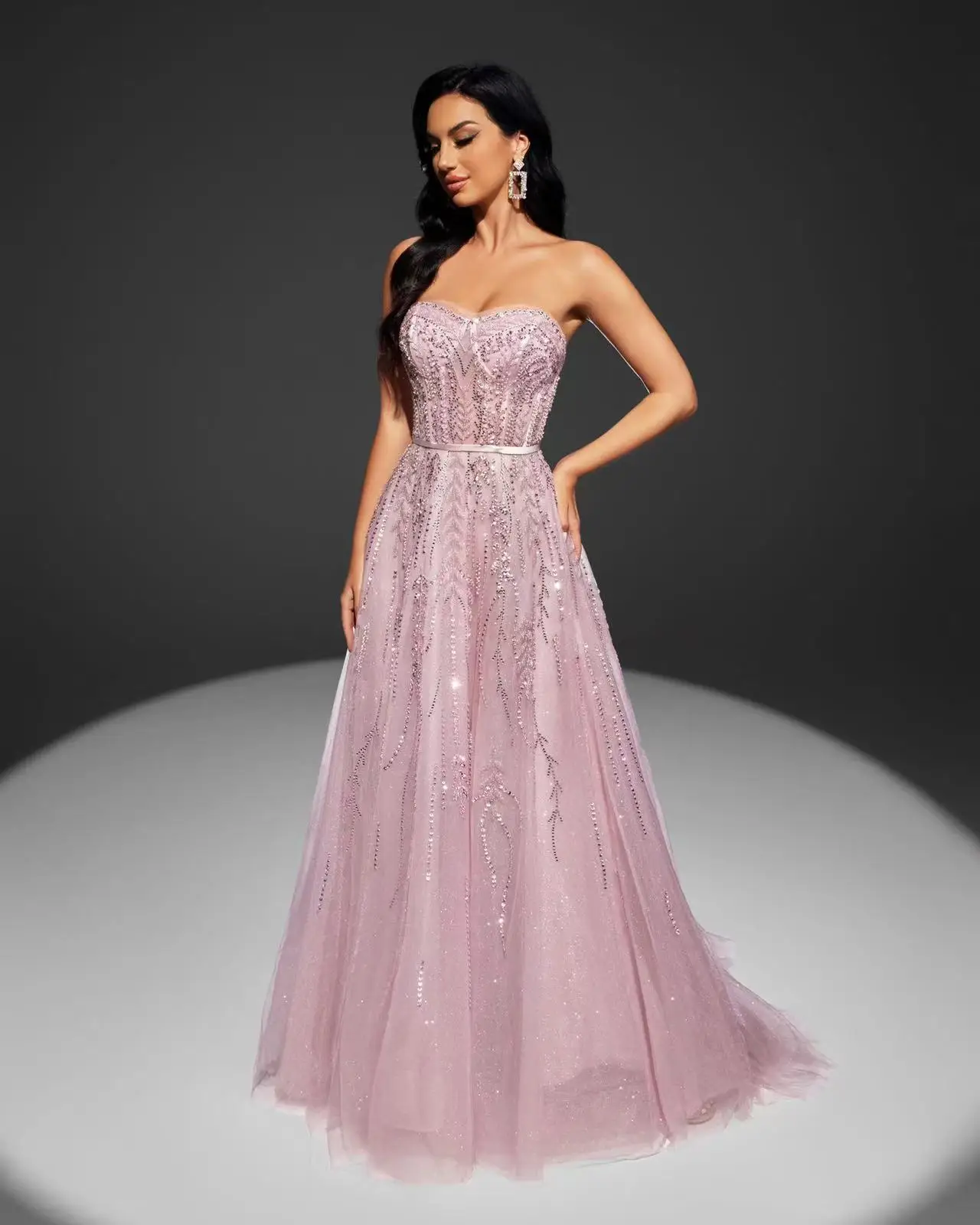 فساتين سهرة عربية طويلة فاخرة باللون الوردي من Shalimar Zhang للنساء لحفلات الزفاف في دبي فستان خطوبة رسمي للحفلات الراقصة حسب الطلب