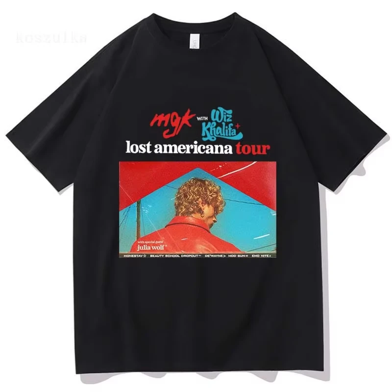 MGK Lost Americana Tour T-shirt Machine Gun Kelly Singer Graphic Tshirt Cotton Short Sleeve Casual Men/Women T Shirt Streetwear