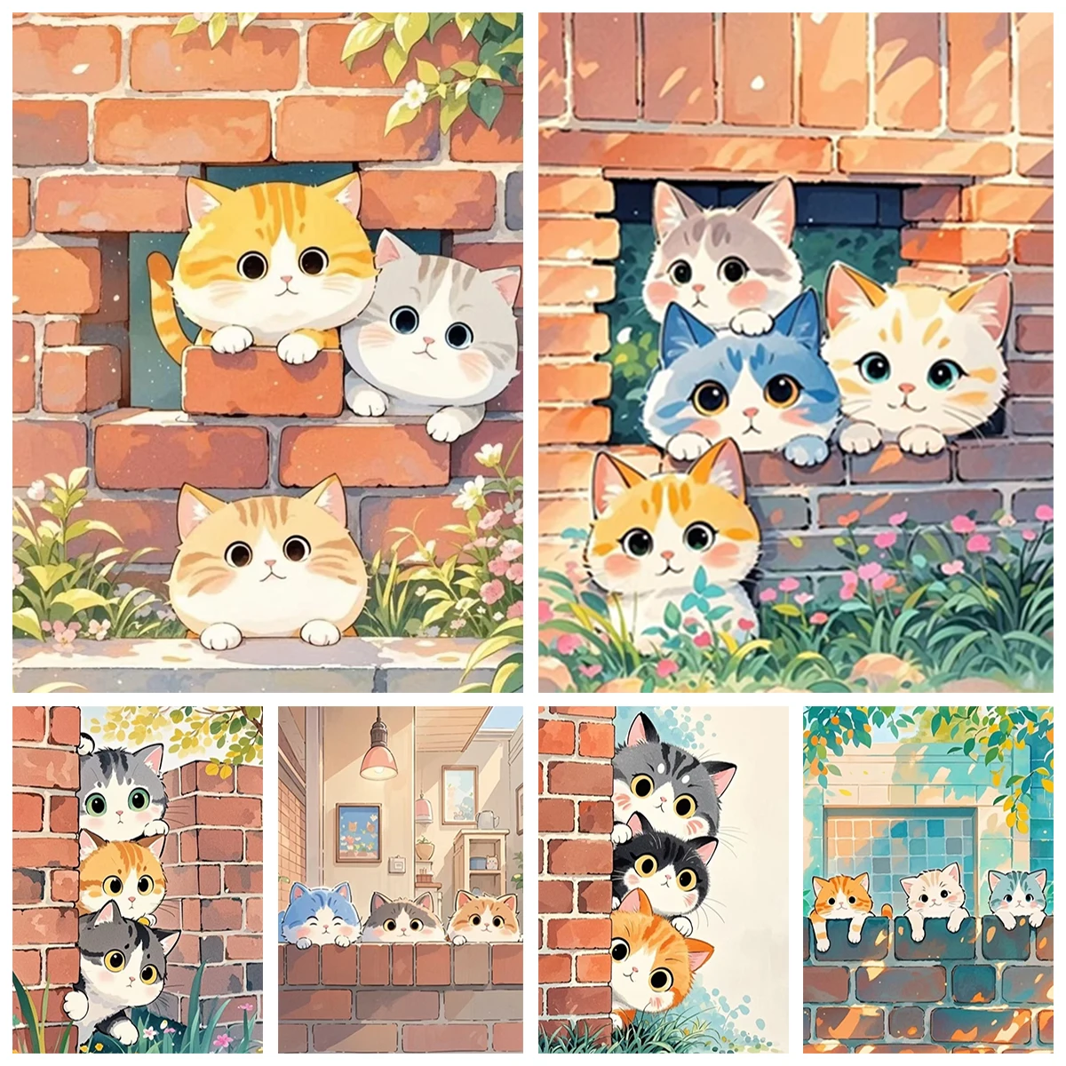 

Супер милый котенок для взрослых, цифровая картина маслом, набор «сделай сам», ручная роспись маслом, безрамная цифровая раскраска, украшение для дома