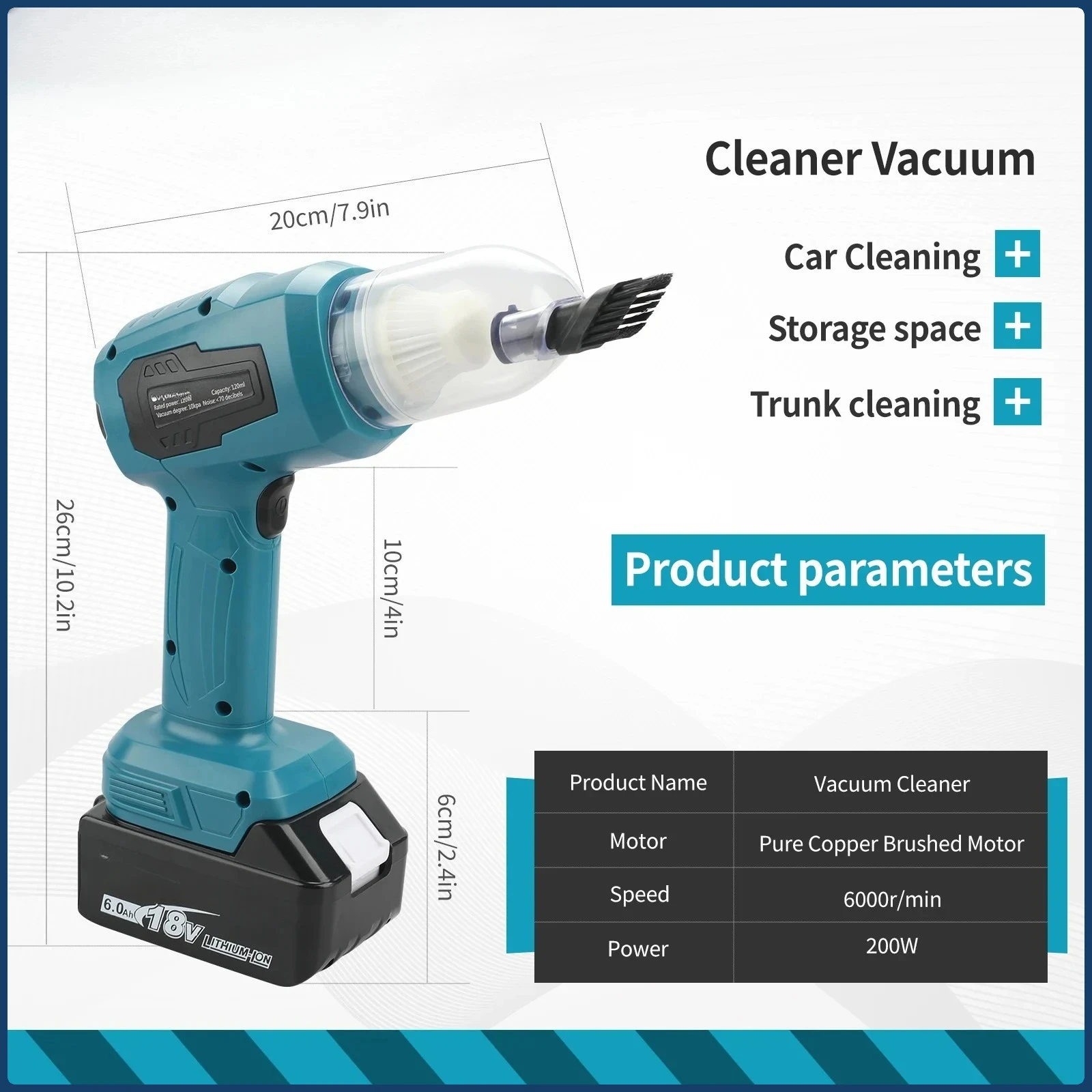 مكنسة ماكيتا الصغيرة المحمولة اللاسلكية القابلة لإعادة الشحن للسيارة، أداة كهربائية متعددة الوظائف