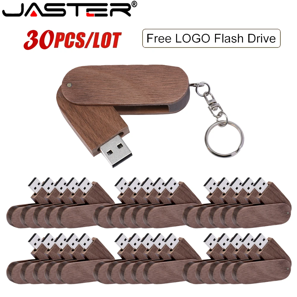 30Pcs/Lot Free Logo Pen Drive 4GB Whirling Flash Drives 128GB Maple Wooden Memory Stick 64GB Photography Gifts Key Chain 16GB