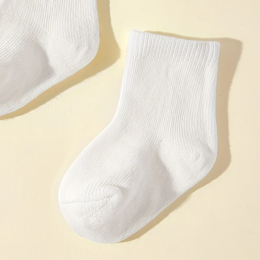 5 Pairs/Set 2025 New Born Baby Children Cotton Socks Fashion White For 0-2 Years Kids Baby Girl Boy Socks