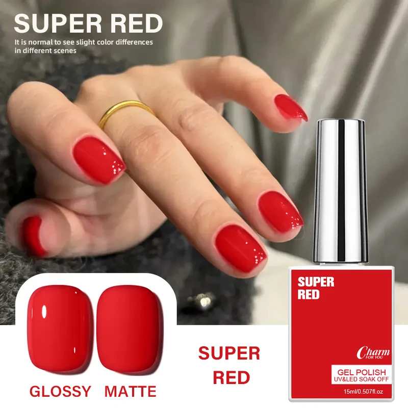 Super Schwarz Weiß Rot Gel-Nagellack 15ml, UV-LED Soak-Off Nagellack, Langanhaltender Hochglanz für Salon und Heimgebrauch Nagelkunst – Detail 1
