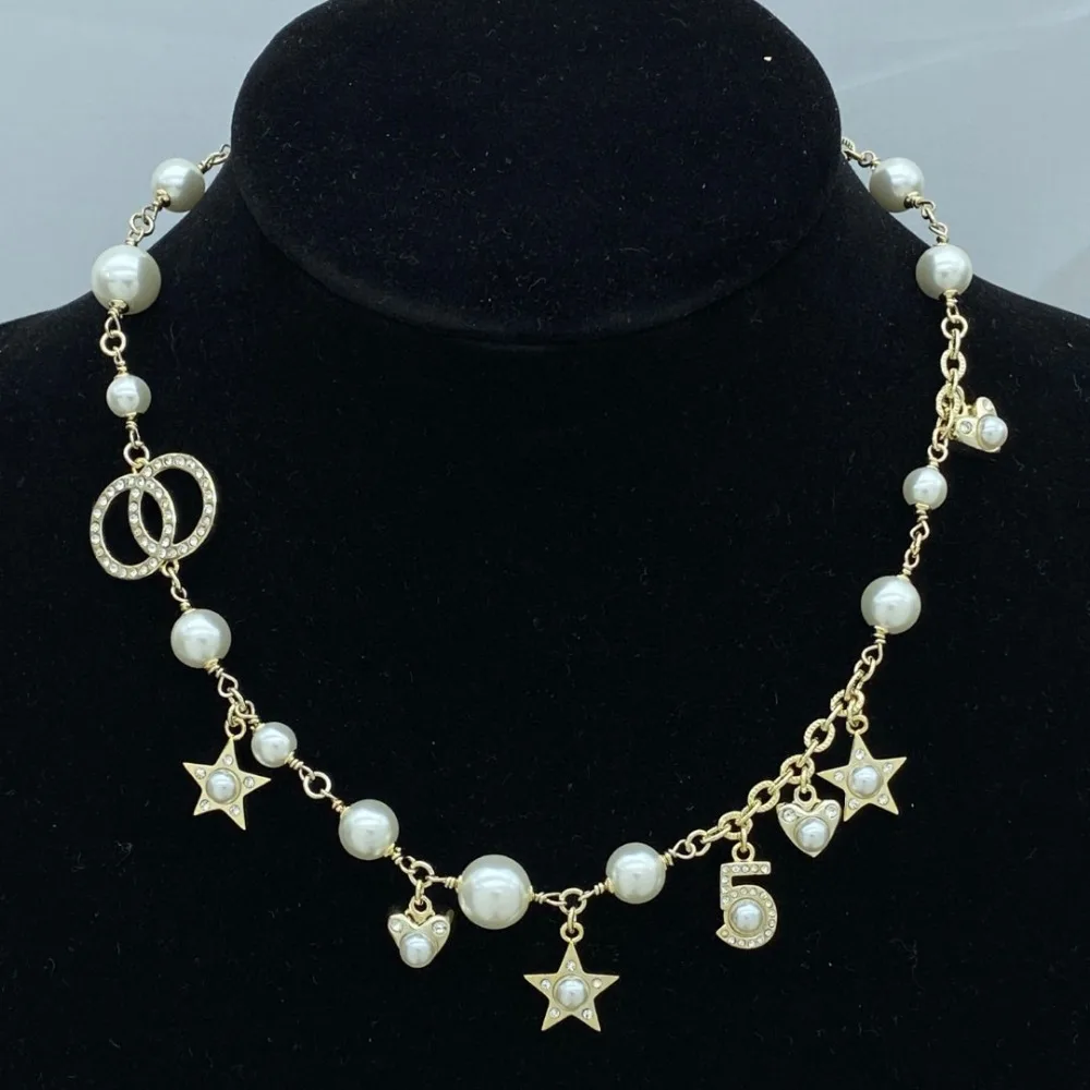 

New Necklace Love Full Diamond Pendant Pearl Simple Necklace Women