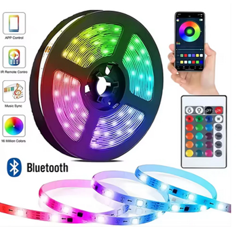 Bluetooth USB LED Strip Light 5050 SMD 5V RGB Flexible Self-adhesive Tape Lamp for TV Desktop Color Changing Diode Ribbon