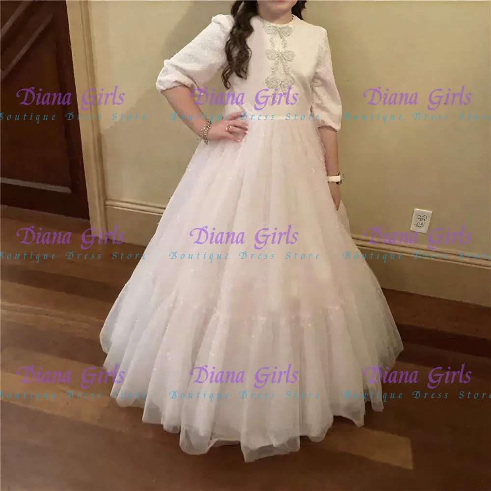 Customisable Quality Elegant Flower Girl Dress Satin With Tulle For Kids Wedding Bridesmaids Birthday Party Evening Ball Gowns